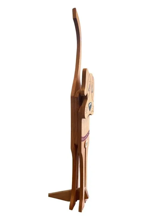 Vintage Handcrafted Wooden Dog Doorstop Hand Painted - Picture 3 of 8